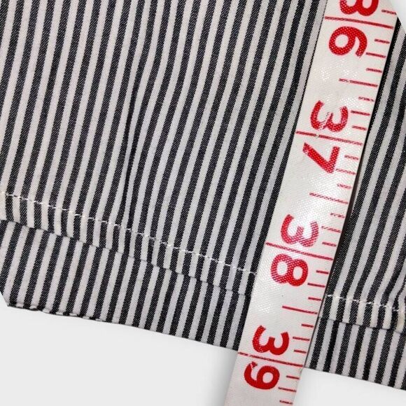 HOPE Womens Unravel Dress Sz 8 Navy Stripes‎ Button Front Collar Academia Casual - Picture 11 of 11